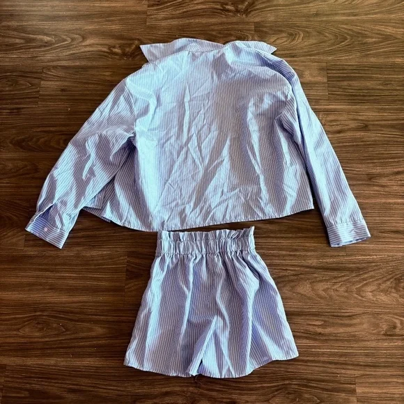 Storets Blue White Stripped Matching Shorts and Shirt Set - Picture 3 of 6